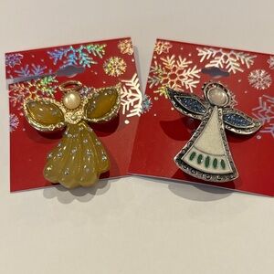 Elegant Angel Brooch Set - Yellow and Silver